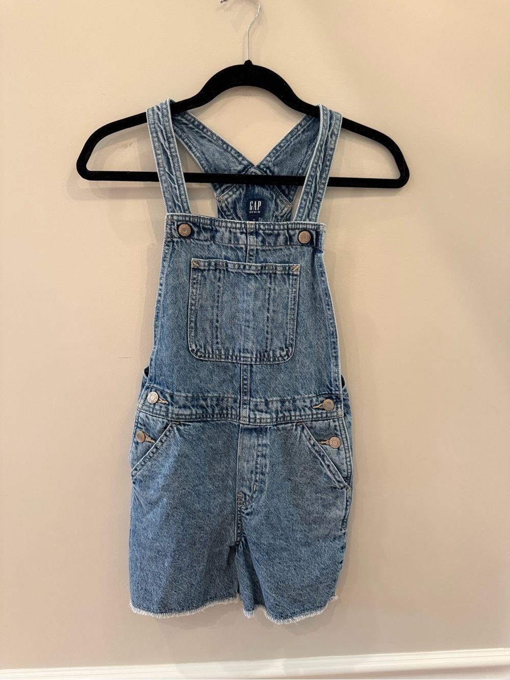 GAP Light Wash Denim Short Overalls for Kids